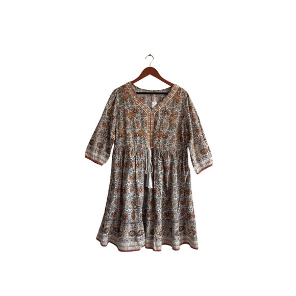 Soft Surroundings Dresses & Skirts - Soft Surroundings Floral Cotton Tunic Dress PXL Petite XL Boho Block Print New